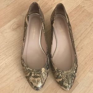 Loeffler Randall gold snake print flats